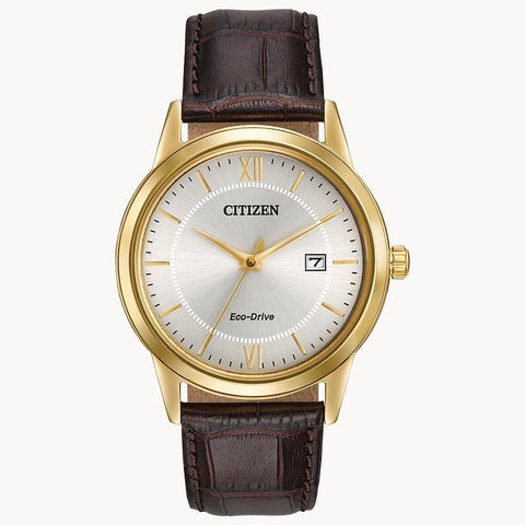 CITIZEN MENS BROWN LEATHER ECO DRIVE WATCH
