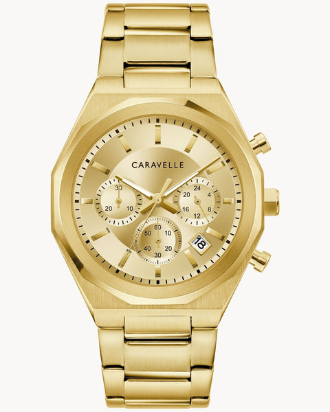 MENS STAINLESS STEEL GOLD TONE CARAVELLE
