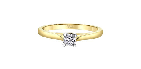 Yellow gold solitaire Canadian diamond ring