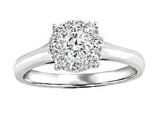 10k white gold diamond cluster ring.