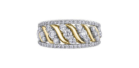 Yellow & white gold diamond anniversary ring