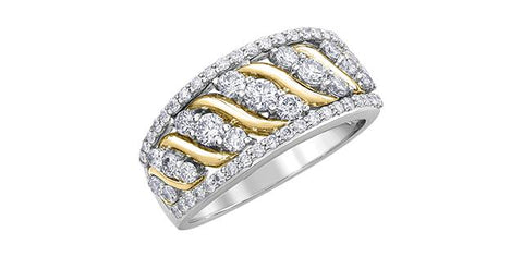 Yellow & white gold diamond anniversary ring