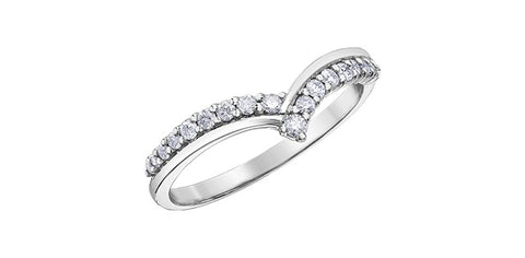 White gold diamond V ring.