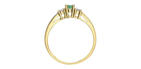 Yellow gold diamond &  emerald ring