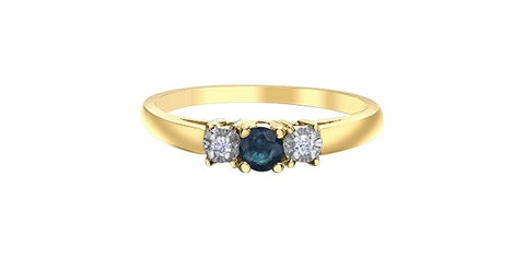 Yellow gold blue sapphire & diamond ring