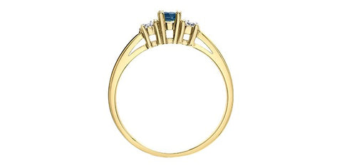 Yellow gold blue sapphire & diamond ring