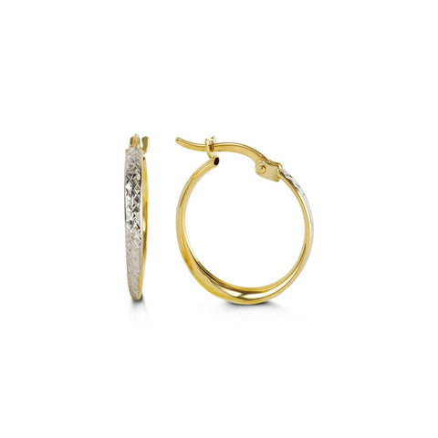 10k yellow & white gold twisted hoops