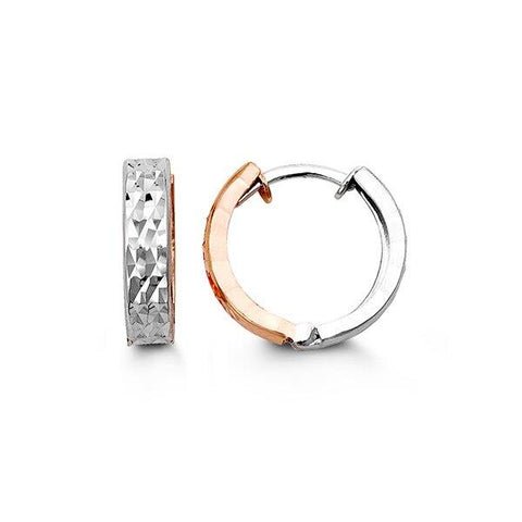 10k rose & white gold huggies