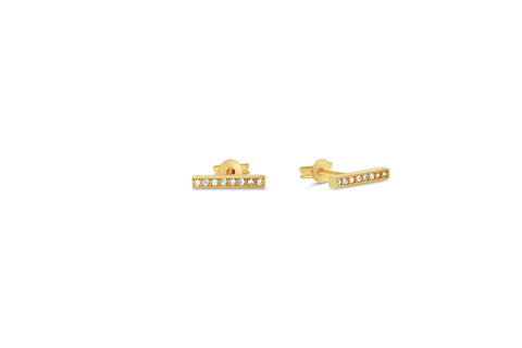 10KY CZ BAR STUD EARRINGS