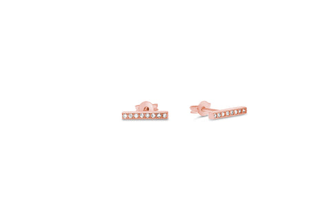 10KR CZ BAR STUD EARRINGS