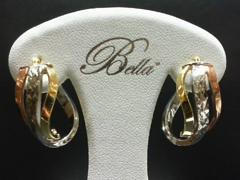 10K TRI GOLD TWIST HOOPS