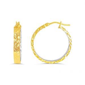 10k yellow & white gold hoops