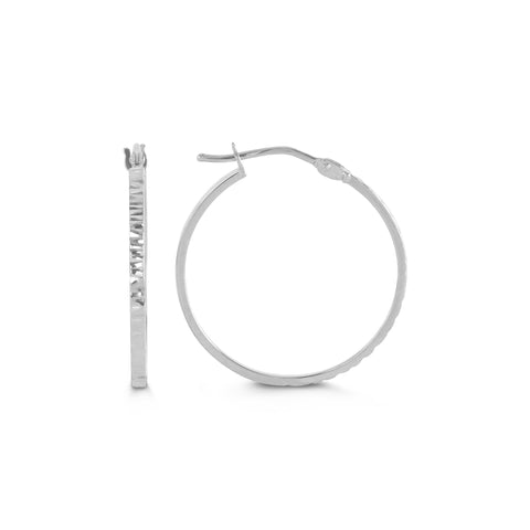 10KARAT WHITE GOLD THIN HOOP EARRINGS