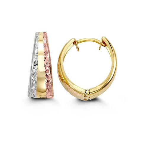 10k tri gold huggies