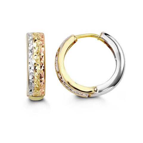 10k tri gold huggies