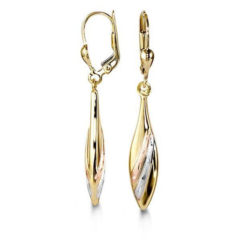 10KARAT YELLOW WHITE AND GOLD DANGLE EARRINGS