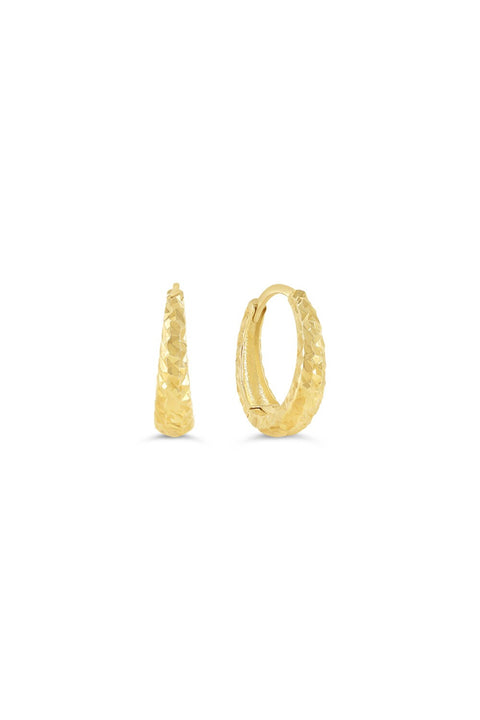 Yellow gold huggie earrings