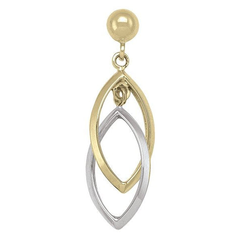 Yellow & white gold fancy drop dangle earrings