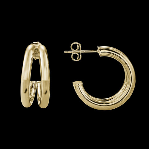 14k yellow gold double hoop earrings