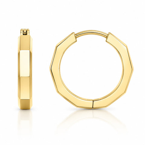 14K yellow gold mini hoop huggie earrings