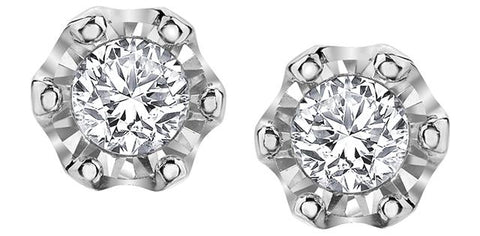 10 karat white gold diamond stud earrings  550-10519