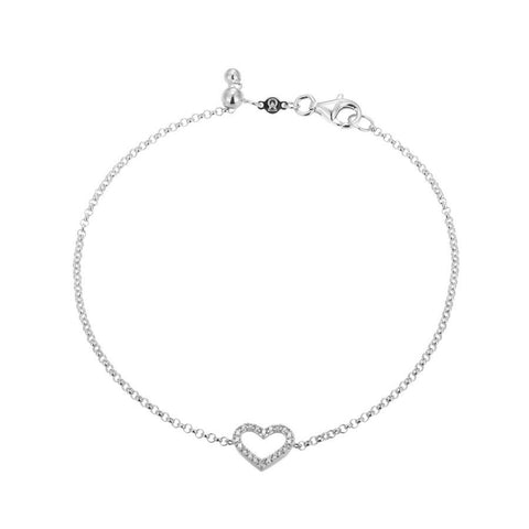 M. by Monte Luna sterling silver diamond open heart bracelet
