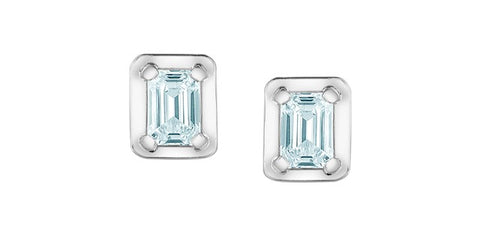 Lab created emerald cut diamond stud earrings