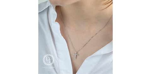 Lab created diamond cross pendant
