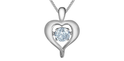 Lab created dancing diamond heart pendant