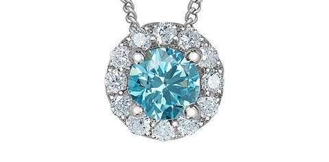 Lab created blue diamond pendant