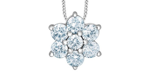 Lab created diamond flower pendant