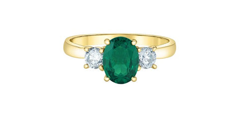 Lab created emerald & diamond ring