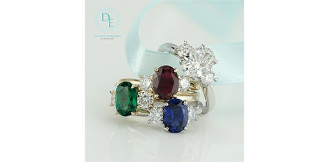 Lab created emerald & diamond ring