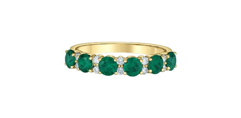 Lab created emerald and lab created diamond ring