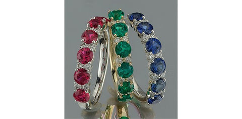 Lab created emerald and lab created diamond ring