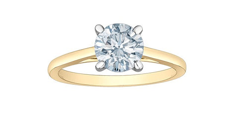 Yellow gold lab created diamond engagement ring