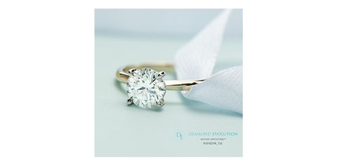 White gold lab created diamond engagement ring.