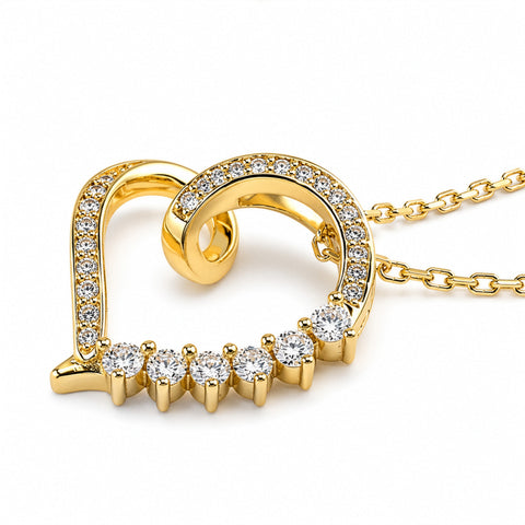 Aurora sterling silver gold vermeil lab diamond heart necklace
