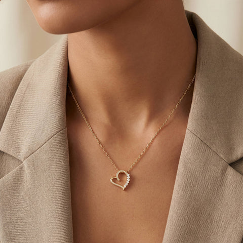 Aurora sterling silver gold vermeil lab diamond heart necklace