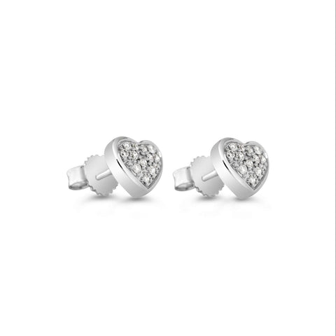 White gold diamond heart earrings