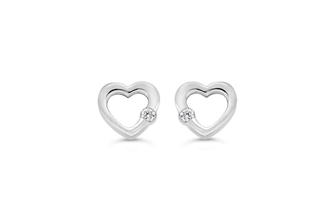 White gold diamond heart earrings