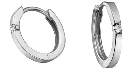 White gold diamond hoop earrings