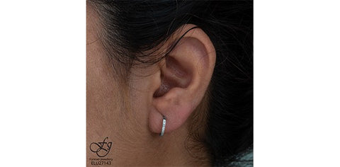 White gold diamond huggie earrings