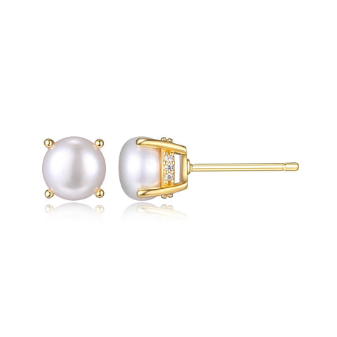 REIGN STERLING SILVER GOLD PLATE PEARL EARRINGS