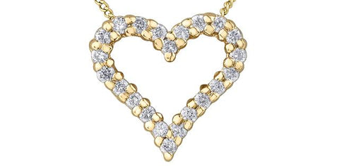 Yellow gold diamond heart pendant
