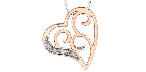10 karat rose gold diamond heart pendant  583-11737
