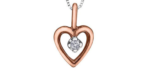 10K ROSE .01CT HRT PEND