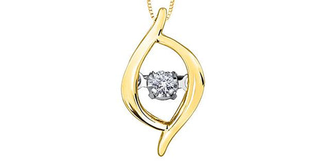 10 karat yellow gold dancing diamond pendant
