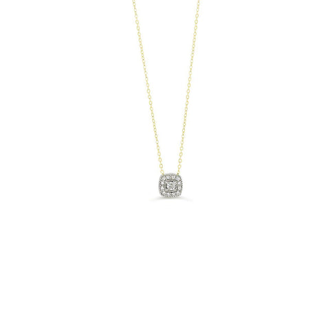 Yellow gold halo diamond pendant