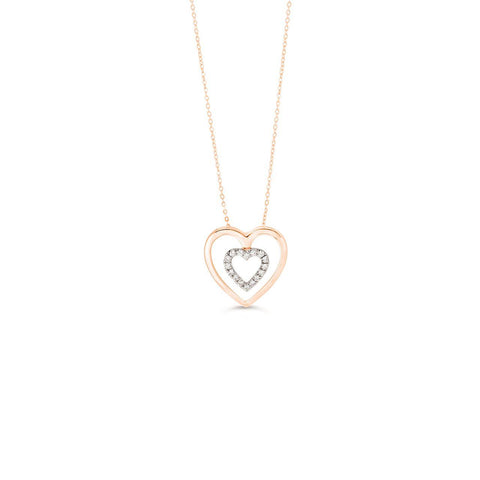 Rose & white gold diamond heart pendant